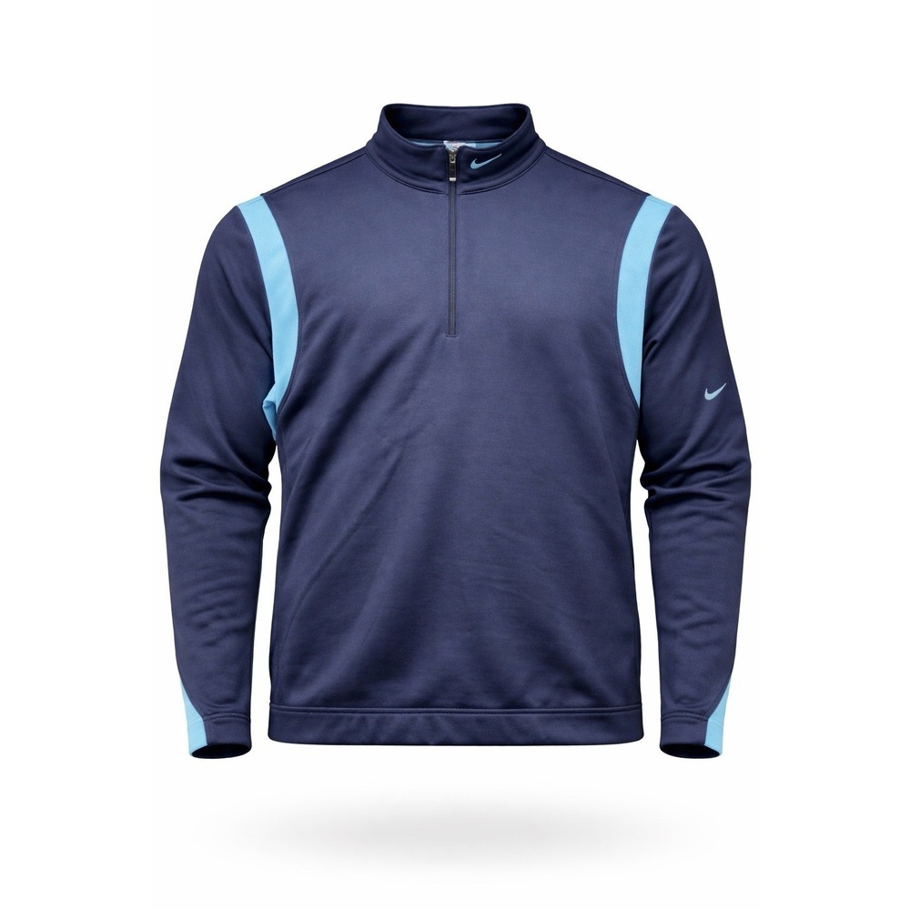 Nike Dri-Fit Golf 1/4‎ Zip Mens Large Blue Pullover Long Sleeve Heavyweight